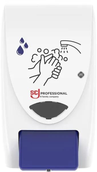 Deb Stoko Cleanse Light dispenser til cremesæbe m. renseeffekt, hvid plast m. blå trykknap, 2 L